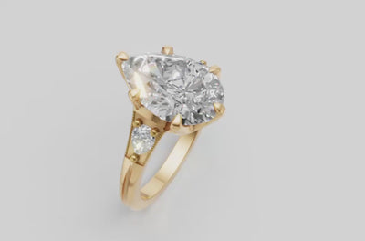 willow pear 3 stone 14k yg