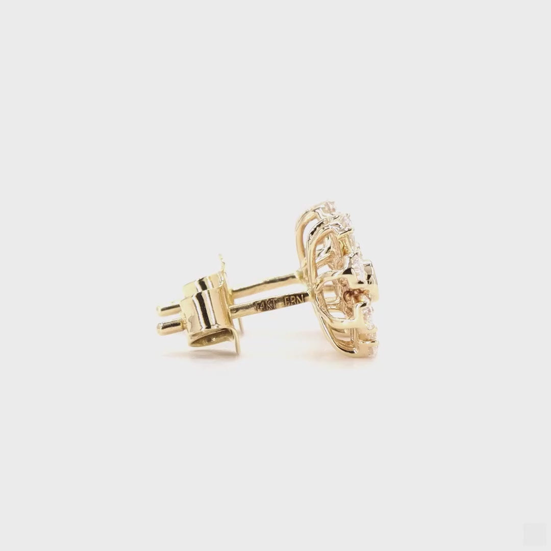 Diamond Sunflower Stud Earrings 14k Gold | 0.75 TCW | Jewelry by Cleo