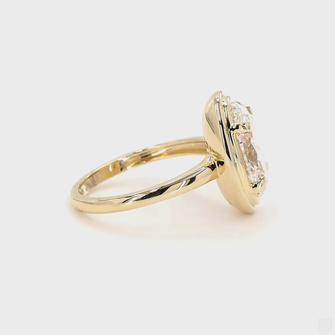 Oval LGD Double Bezel 14k Gold Ring | 3 TCW | Jewelry by Cleo