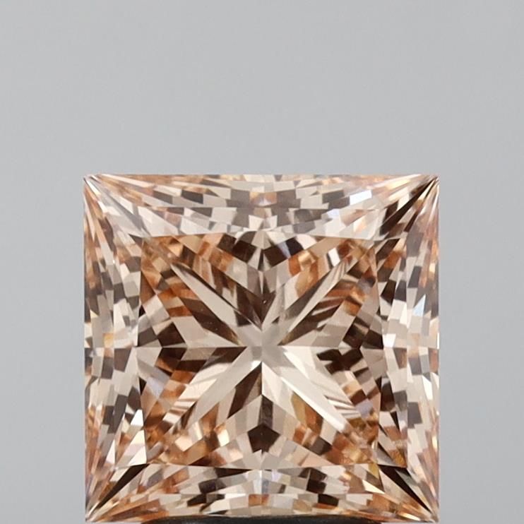 Princess 3.32ct Fancy Pinkish Brown VS1 EX EX Faint - Jewelry by Cleo