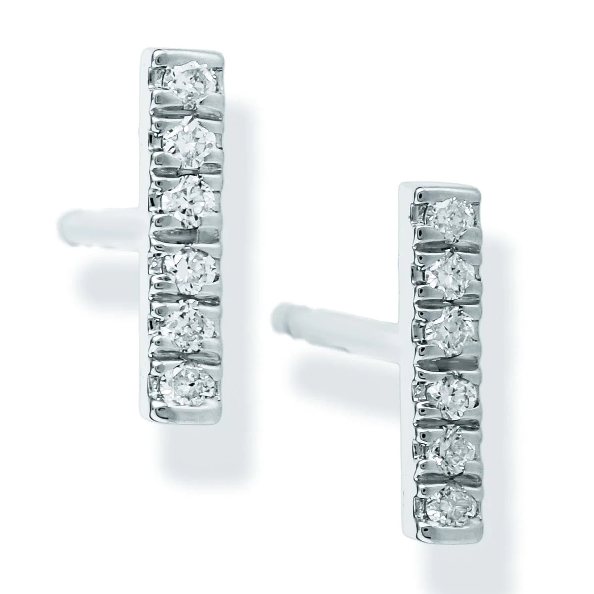 14k Gold Pavé Diamond Bar Stud Earrings