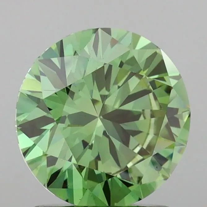 Round 2.12ct Fancy Vivid Green VVS2 EX EX EX None - Jewelry by Cleo