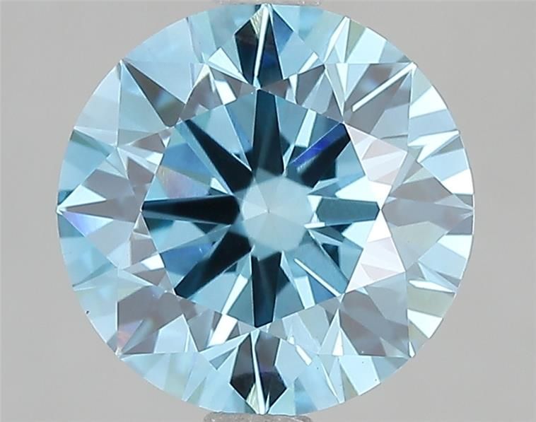 Round 3.1ct Lab Grown Diamond (Fancy Vivid Blue, VS1, ID, EX, EX, None, IGI Certified) - Jewelry by Cleo