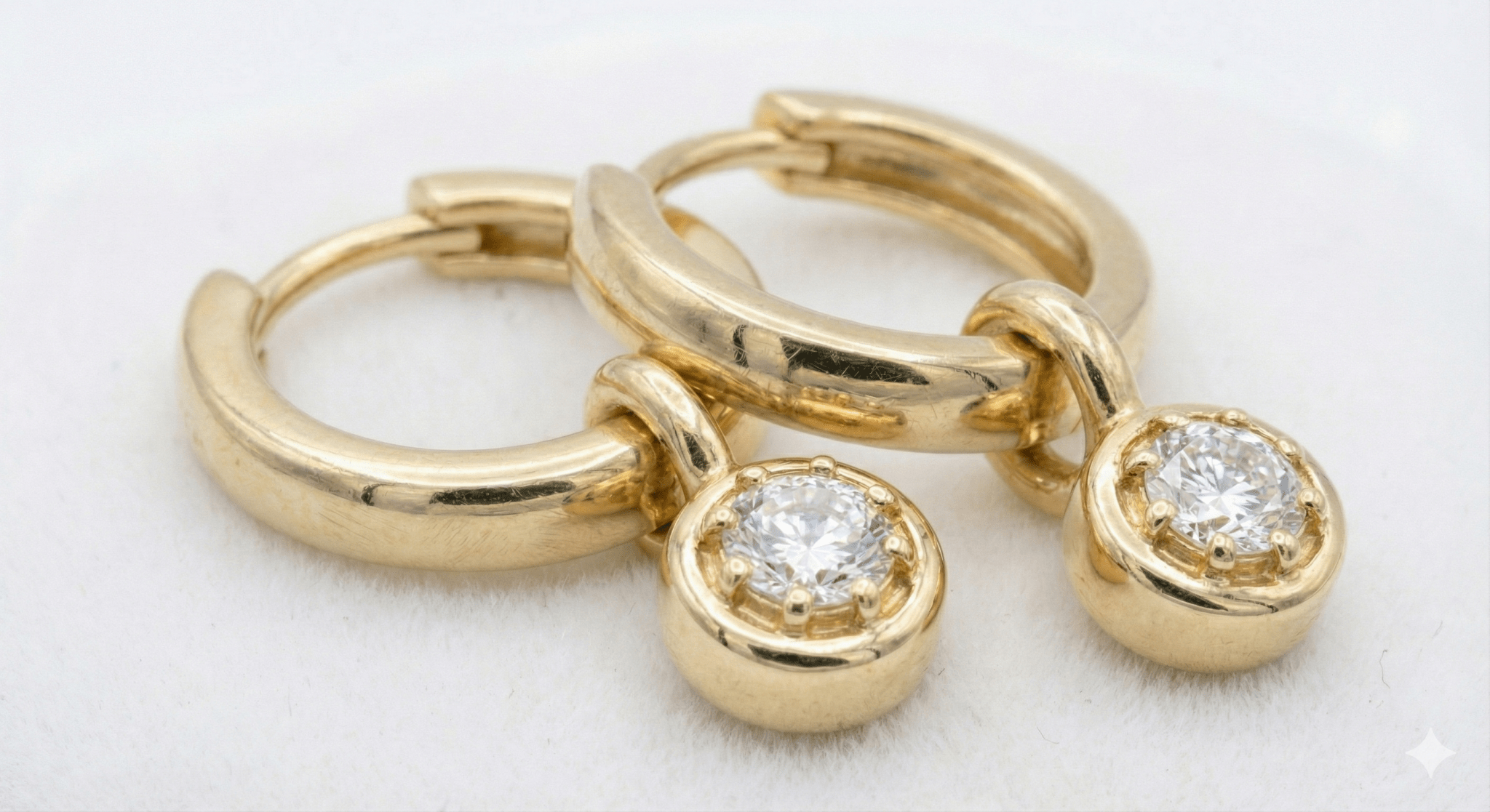 The "2 - in - 1" Bezel Drop Huggies - Jewelry by Cleo