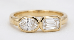 The Cleo Duo: Mixed - Cut Toi et Moi Bezel Ring - Jewelry by Cleo