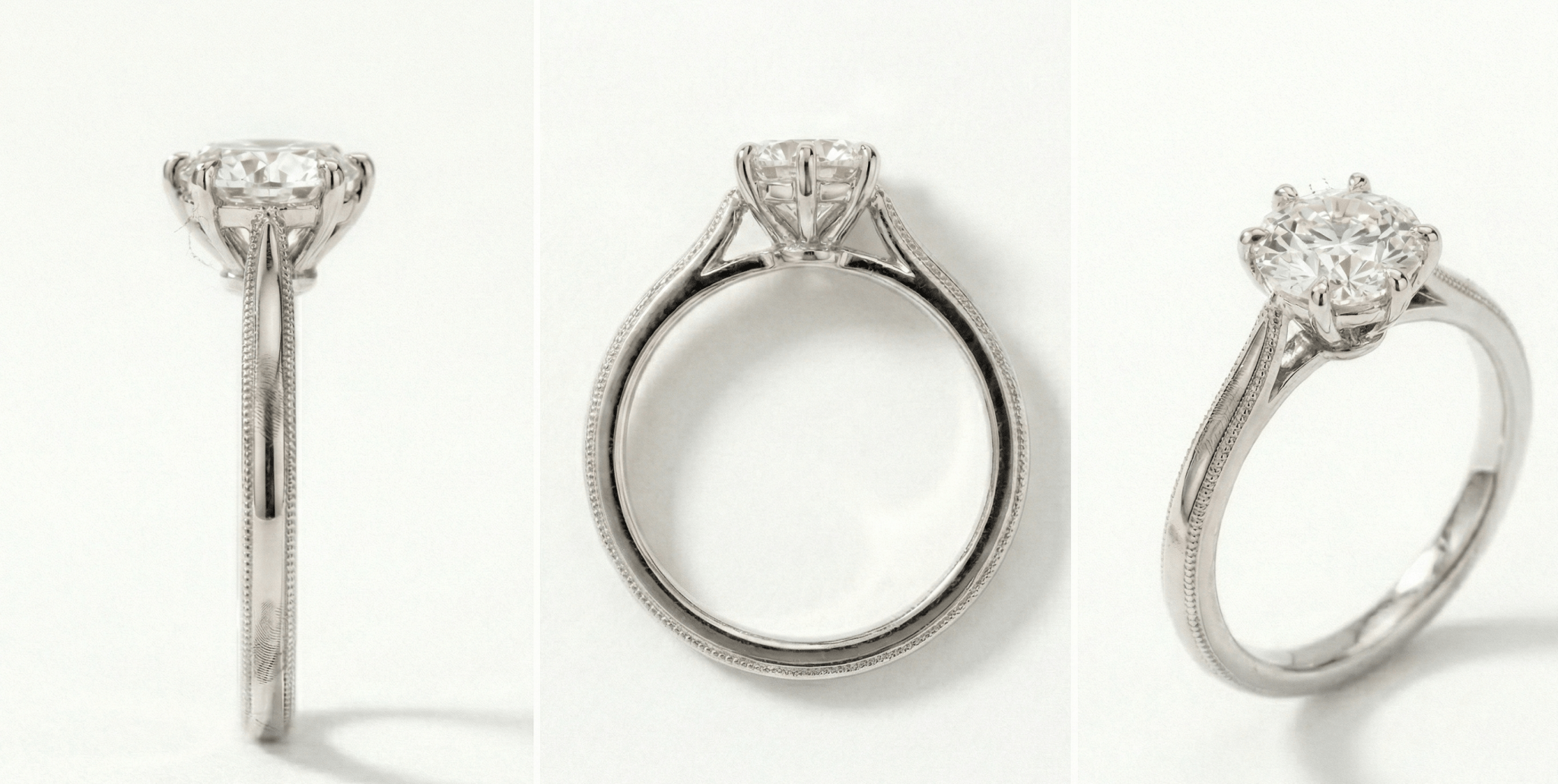 The Octavia Solitaire: 8 - Prong Milgrain Heirloom - Jewelry by Cleo