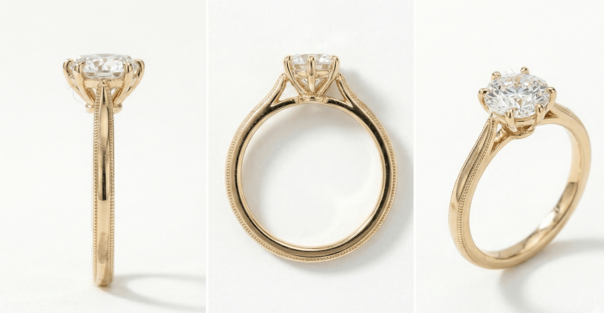 The Octavia Solitaire: 8 - Prong Milgrain Heirloom - Jewelry by Cleo