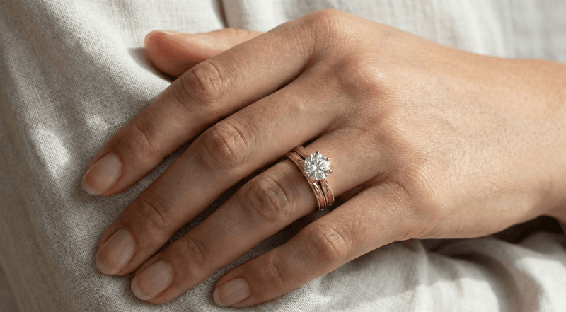 Eight Prong Diamond Solitaire Ring | Milgrain Band