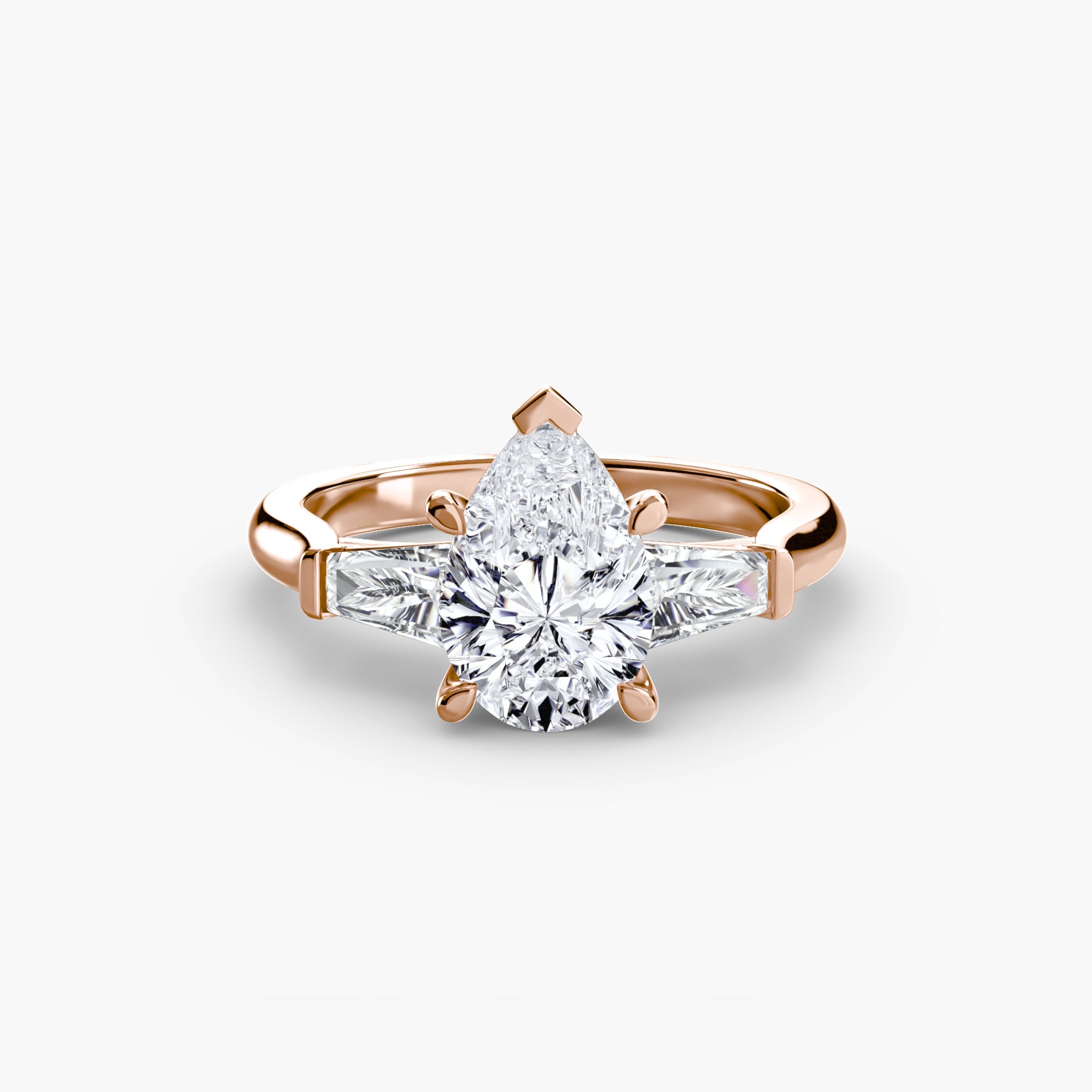 Three - Stone Ring (Baguette Side Stones) - Jewelry by Cleo