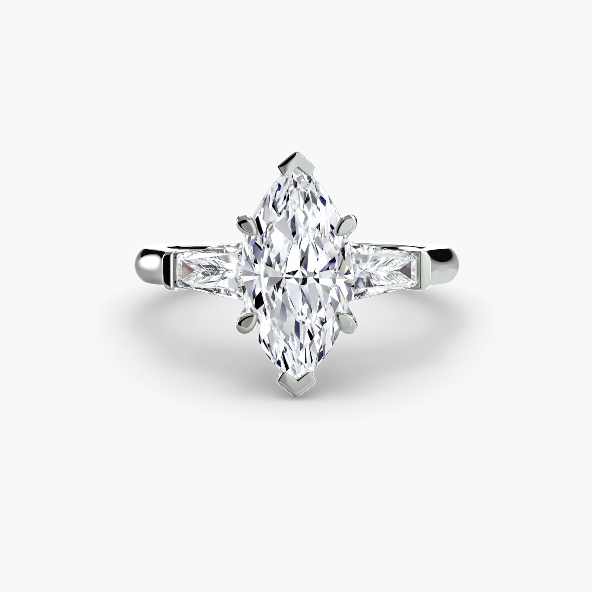 Three - Stone Ring (Baguette Side Stones) - Jewelry by Cleo