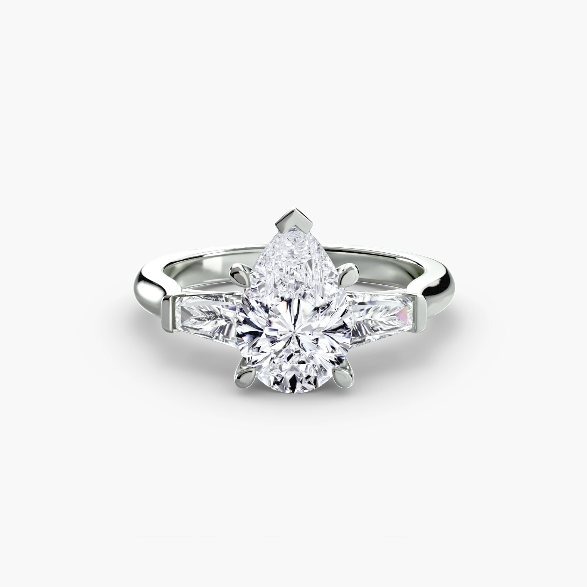 Three - Stone Ring (Baguette Side Stones) - Jewelry by Cleo