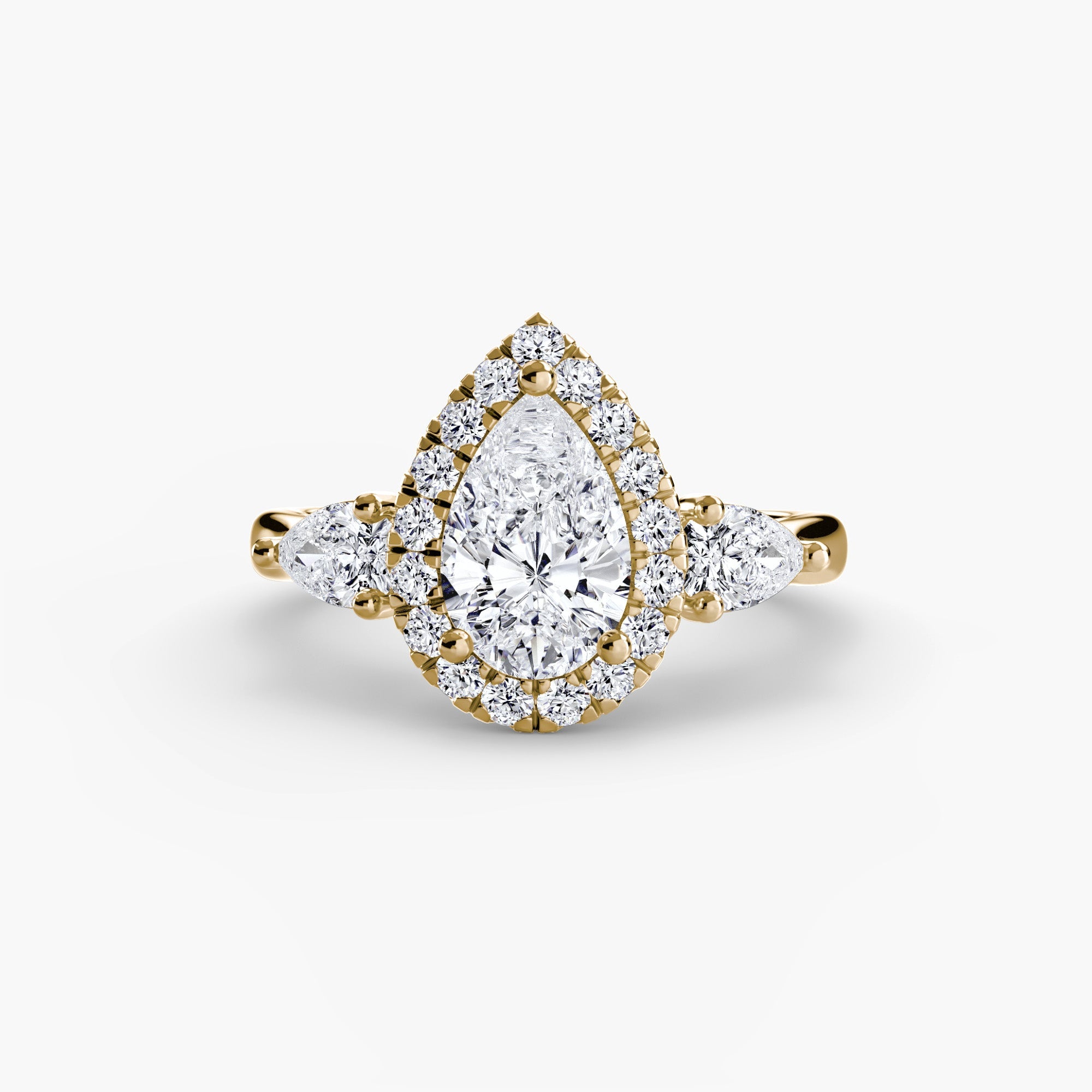 Three - Stone Ring with Halo - Jewelry by Cleo