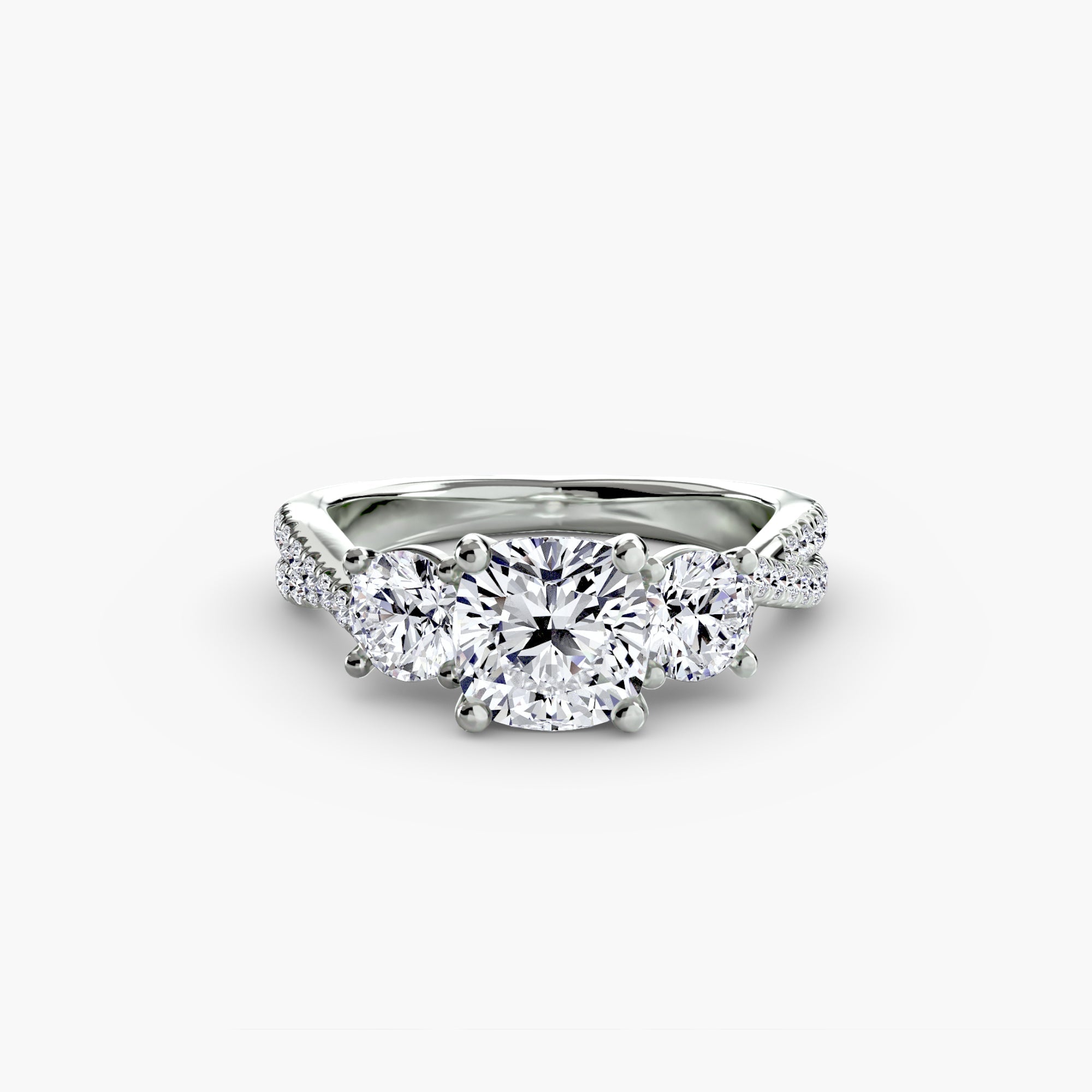 Three - Stone with Pavé Band 2 - Jewelry by Cleo
