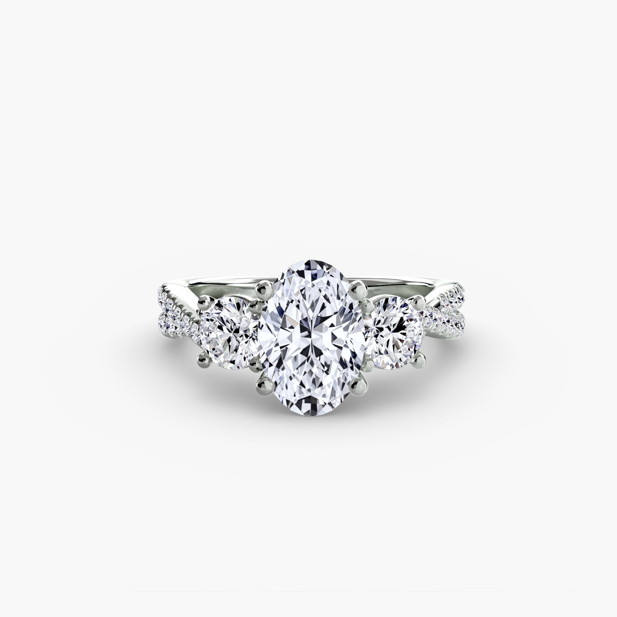 Three - Stone with Pavé Band 2 - Jewelry by Cleo