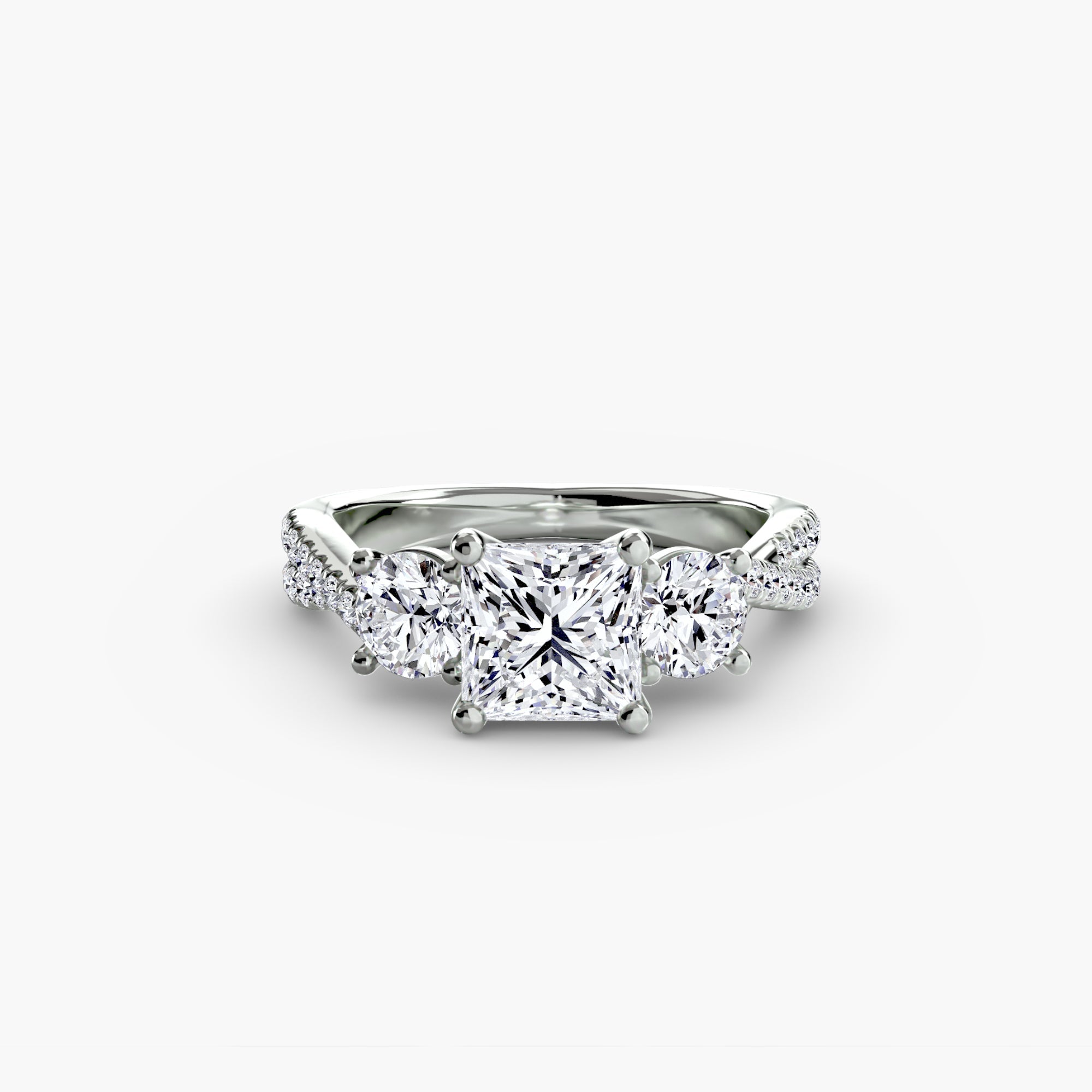 Three - Stone with Pavé Band 2 - Jewelry by Cleo