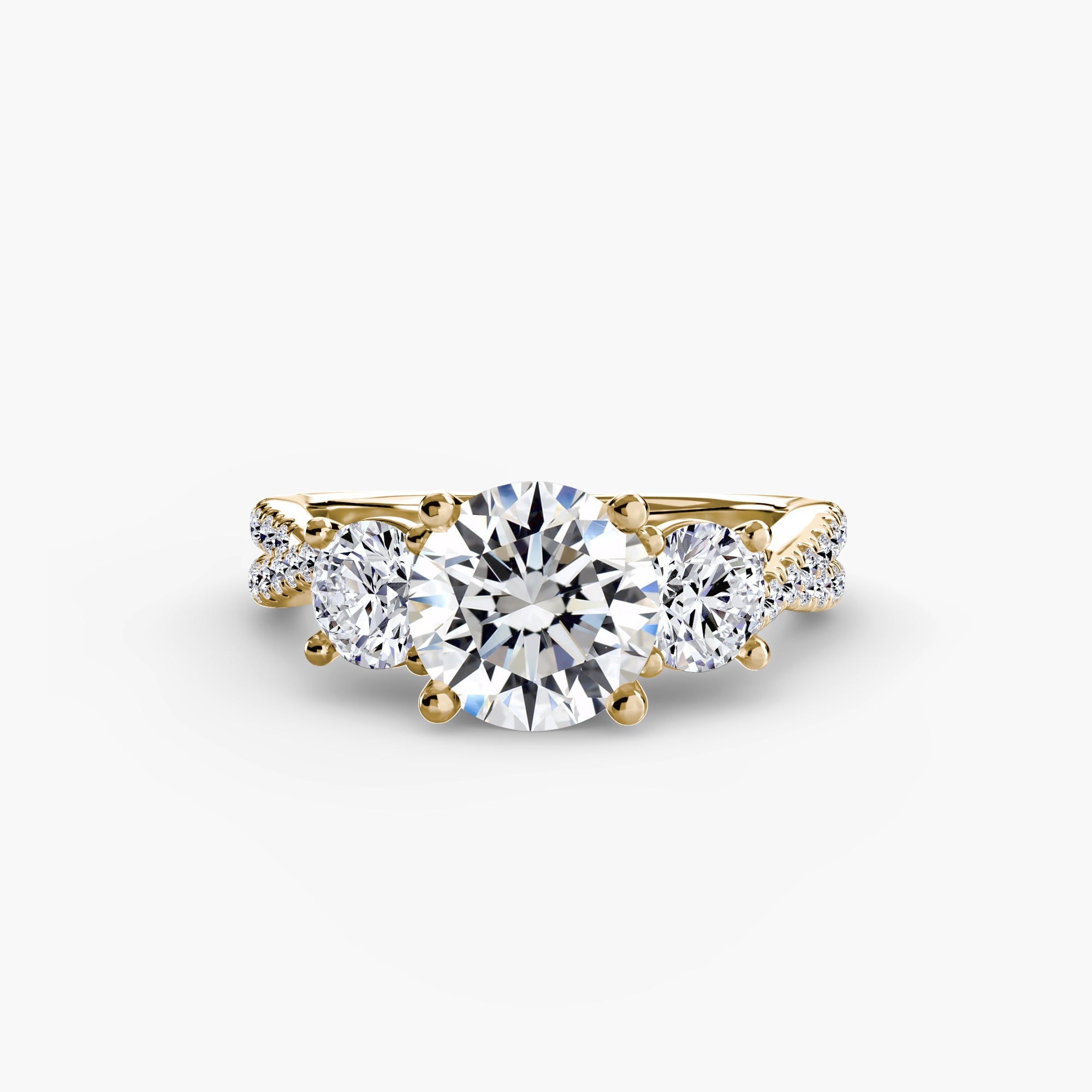 Three - Stone with Pavé Band 2 - Jewelry by Cleo