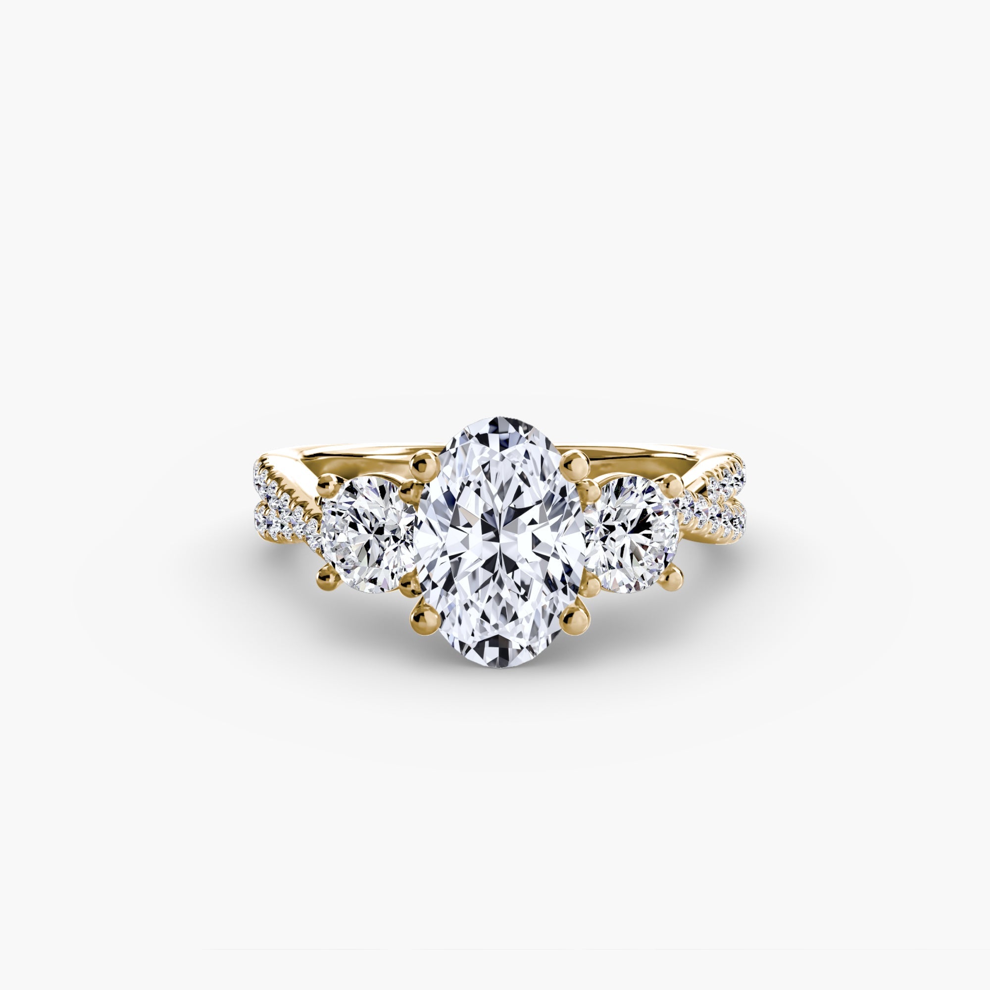 Three - Stone with Pavé Band 2 - Jewelry by Cleo