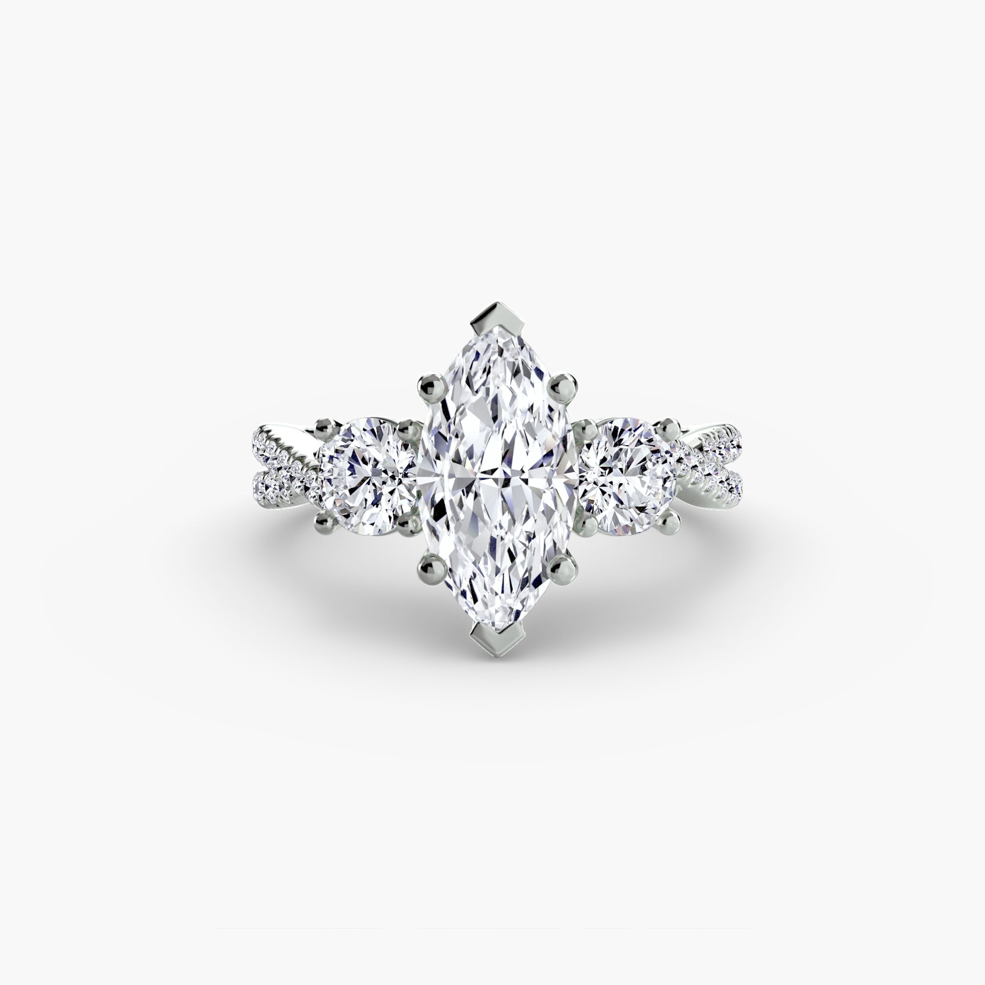 Three - Stone with Pavé Band 2 - Jewelry by Cleo
