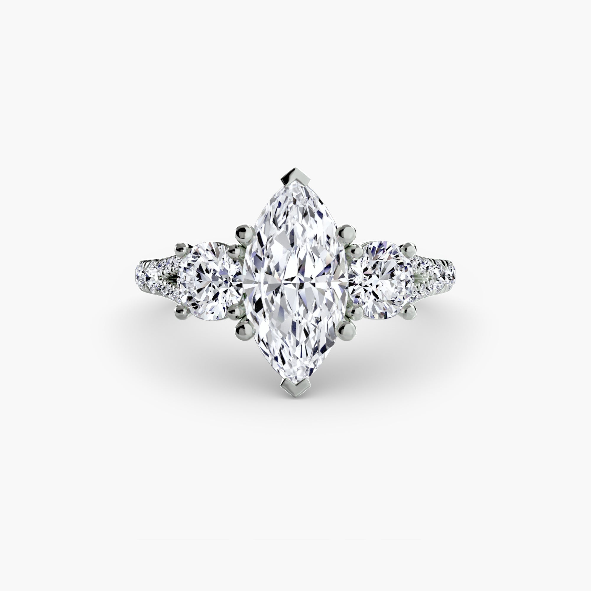 Three - Stone with Pavé Band 3 - Jewelry by Cleo